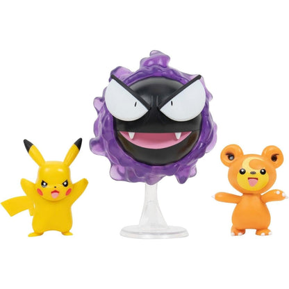 Presentamos Pokémon Figuras de Batalla Teddiursa, Pikachu y Gastly con el SKU 233992322 recomendado para + 4 años