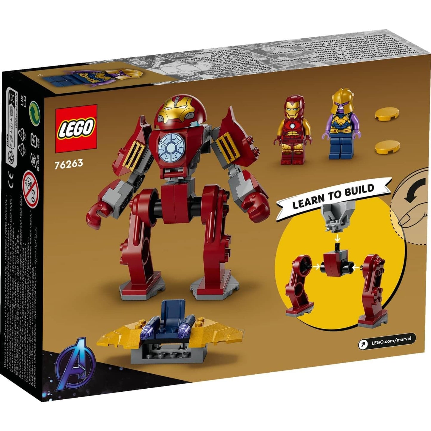Lego Marvel - A Armadura Hulkbuster de Iron Man contra Thanos com Iron Man e Thanos em confronto