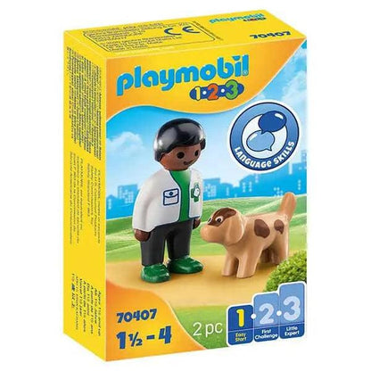 playmobil 1.2.3 Veterinário com Cão - Brincatoys