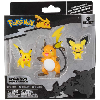 Pokémon Select Evolution 3 Pack - Pichu + Pikachu + Raichu - Brincatoys