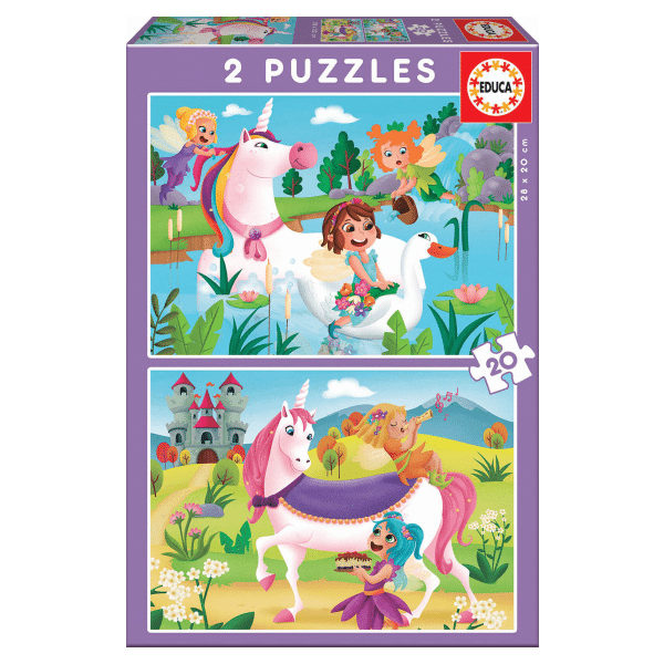 Apresentamos Puzzle 2x20 Unicórnios e fadas com o SKU 551806420 recomendado para + 3 anos