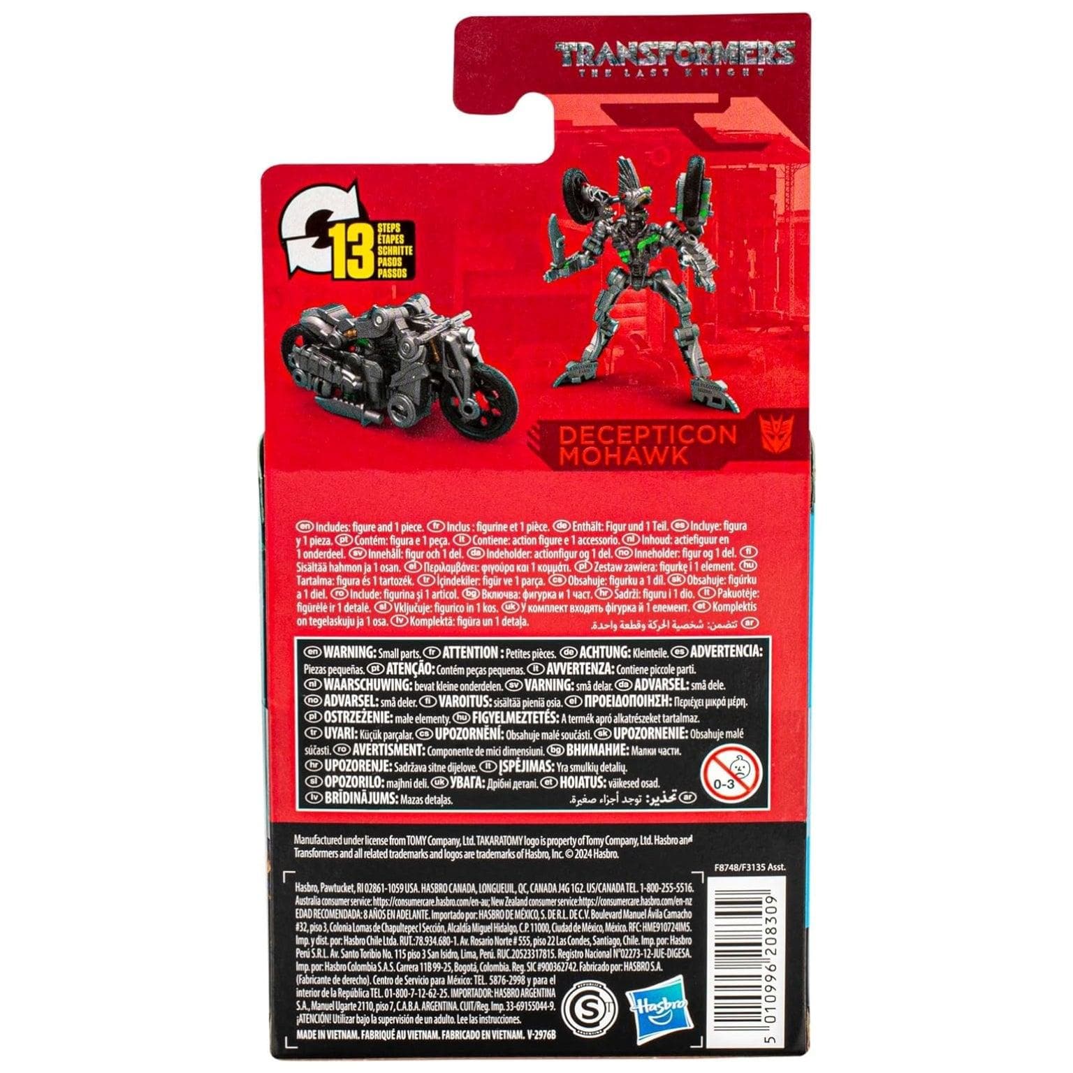 Apresentamos Transformers Decepticon Mohawk com o SKU 868748524 recomendado para + 8 anos